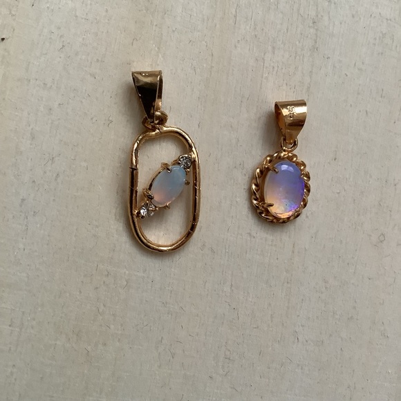 New vintage SS Fire Opal dainty pendant charm - Picture 9 of 10